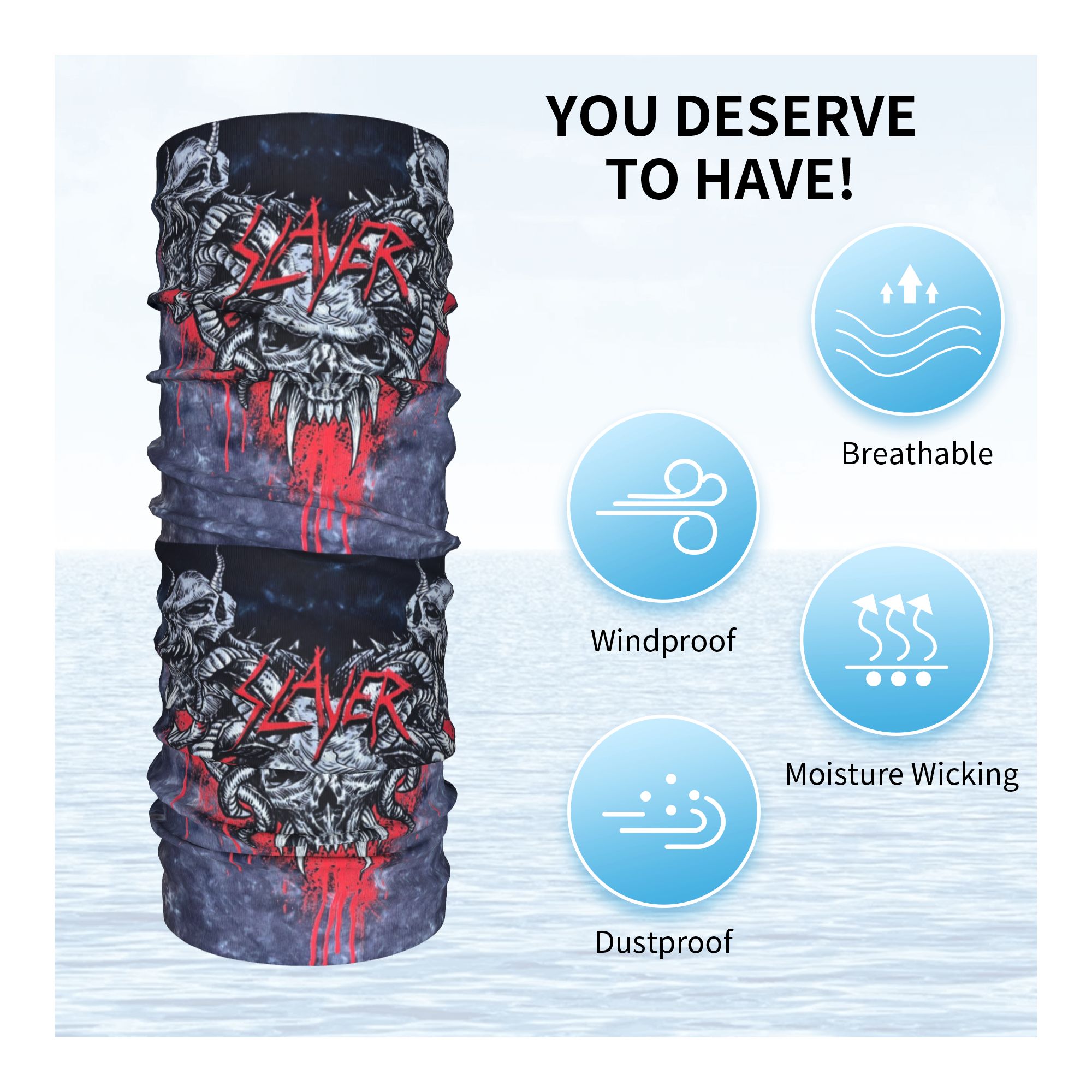 Custom Heavy Metal Rock  Slaye - Neck Gaiter Face Cover avis et prix