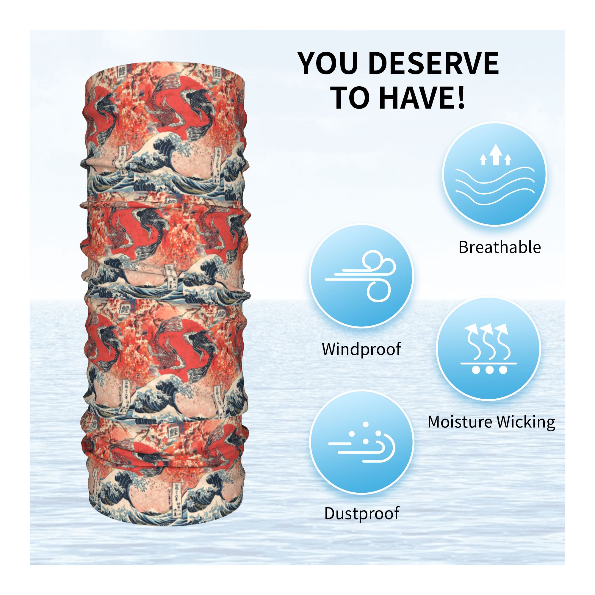 Koi Fish and Great Wave off Ka - Sports Mask Breathable avis et prix