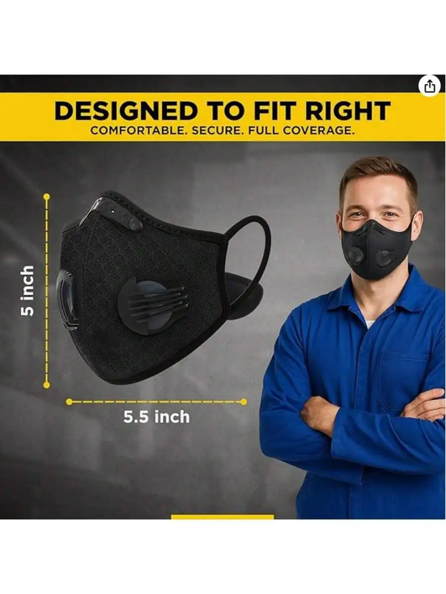 2-Pack Reusable Half Face Mask - Black Face Mask Pack avis et prix